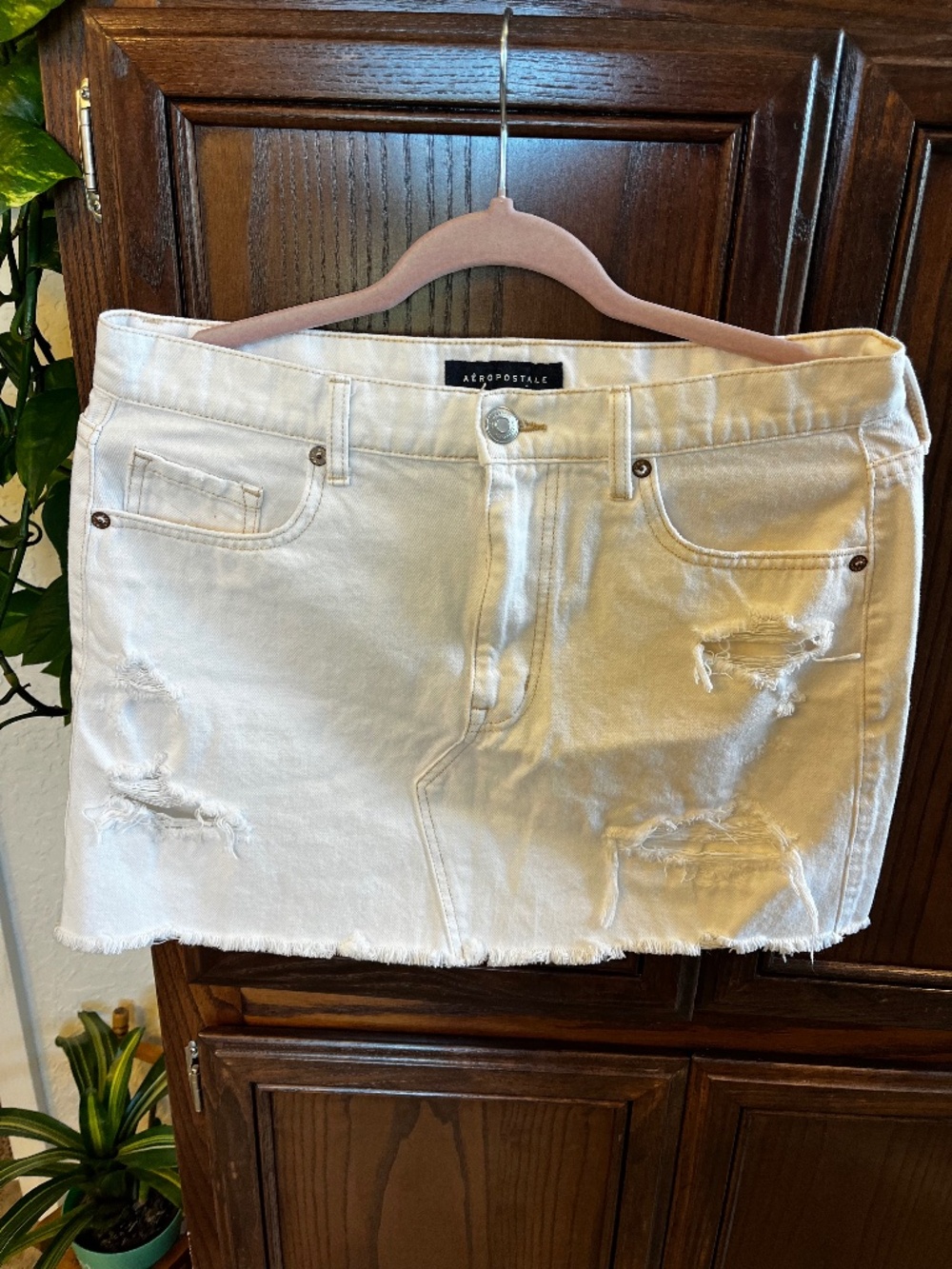 Closet clean out of Sturgis wardrobe. White denim cut off skirt.